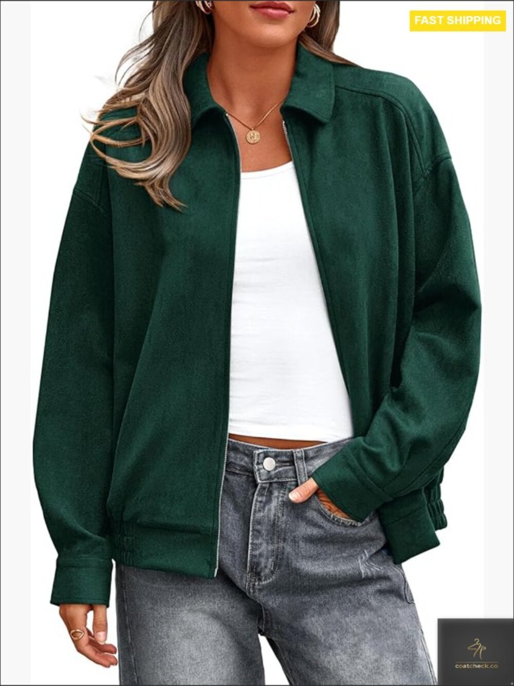 Faux Suede Bomber Jacket Oversized Casual Zip Up Trendy Winter Streetwear Coat